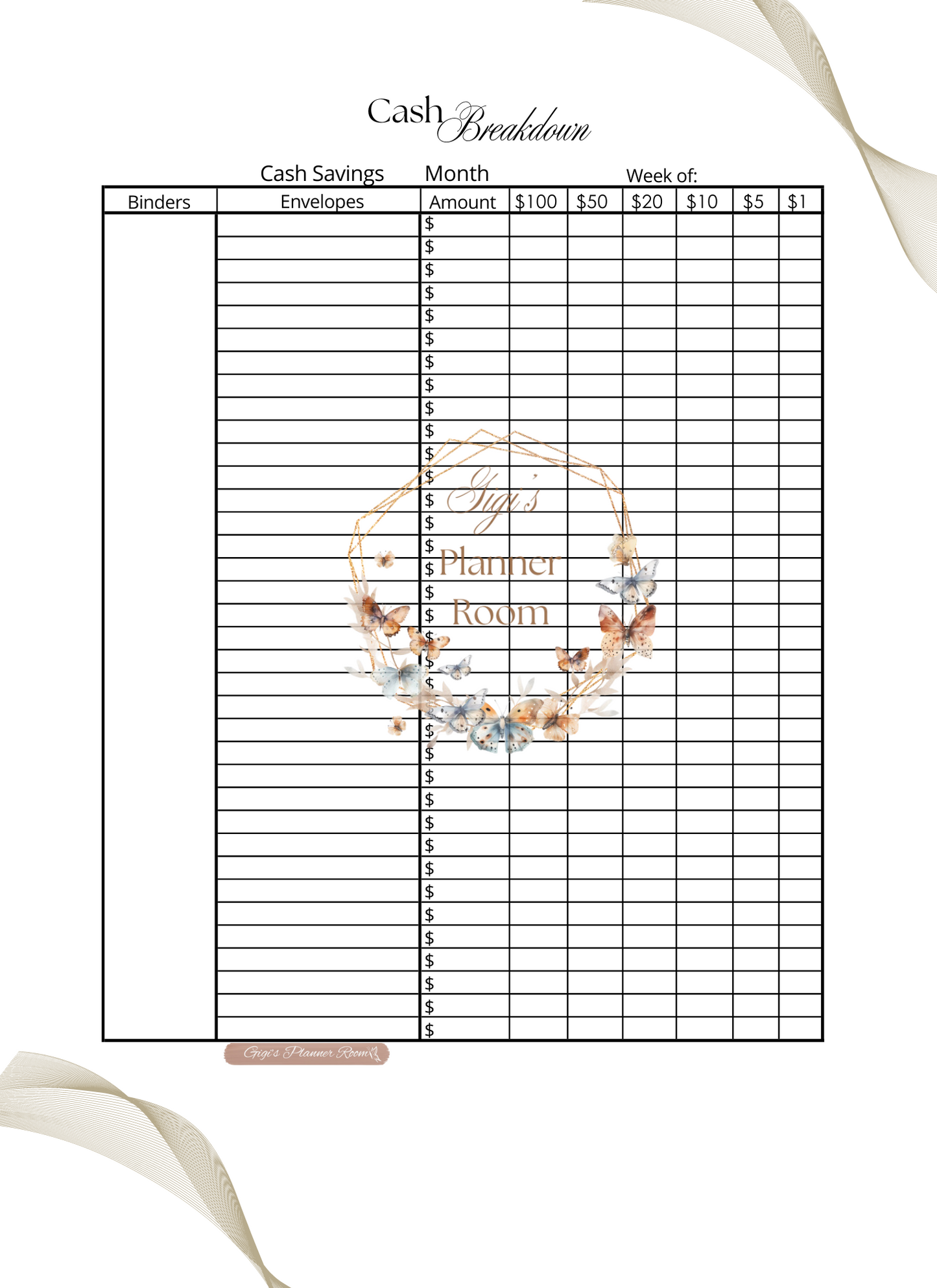 Cash Breakdown Sheet - 2 in 1