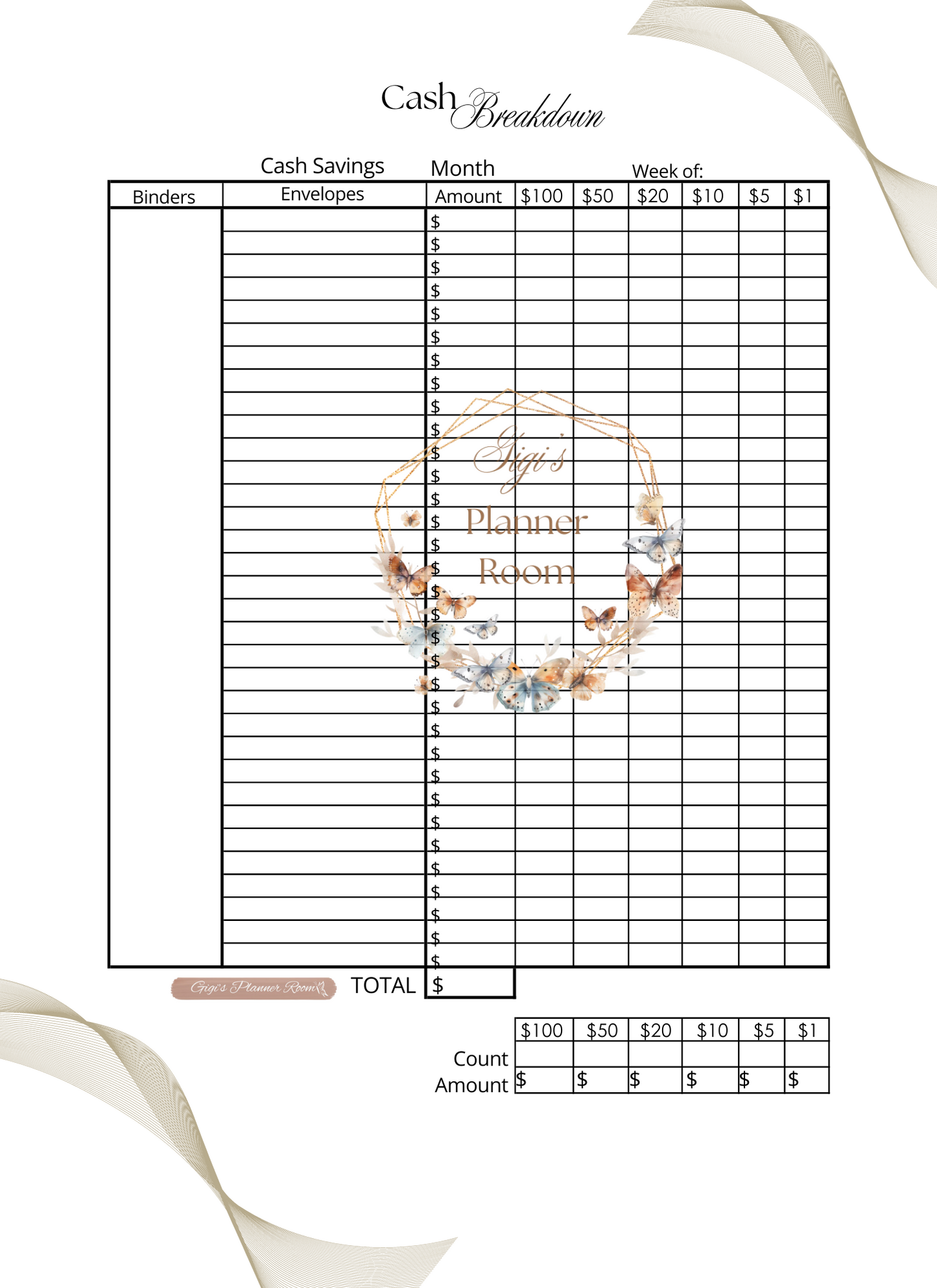 Cash Breakdown Sheet - 2 in 1