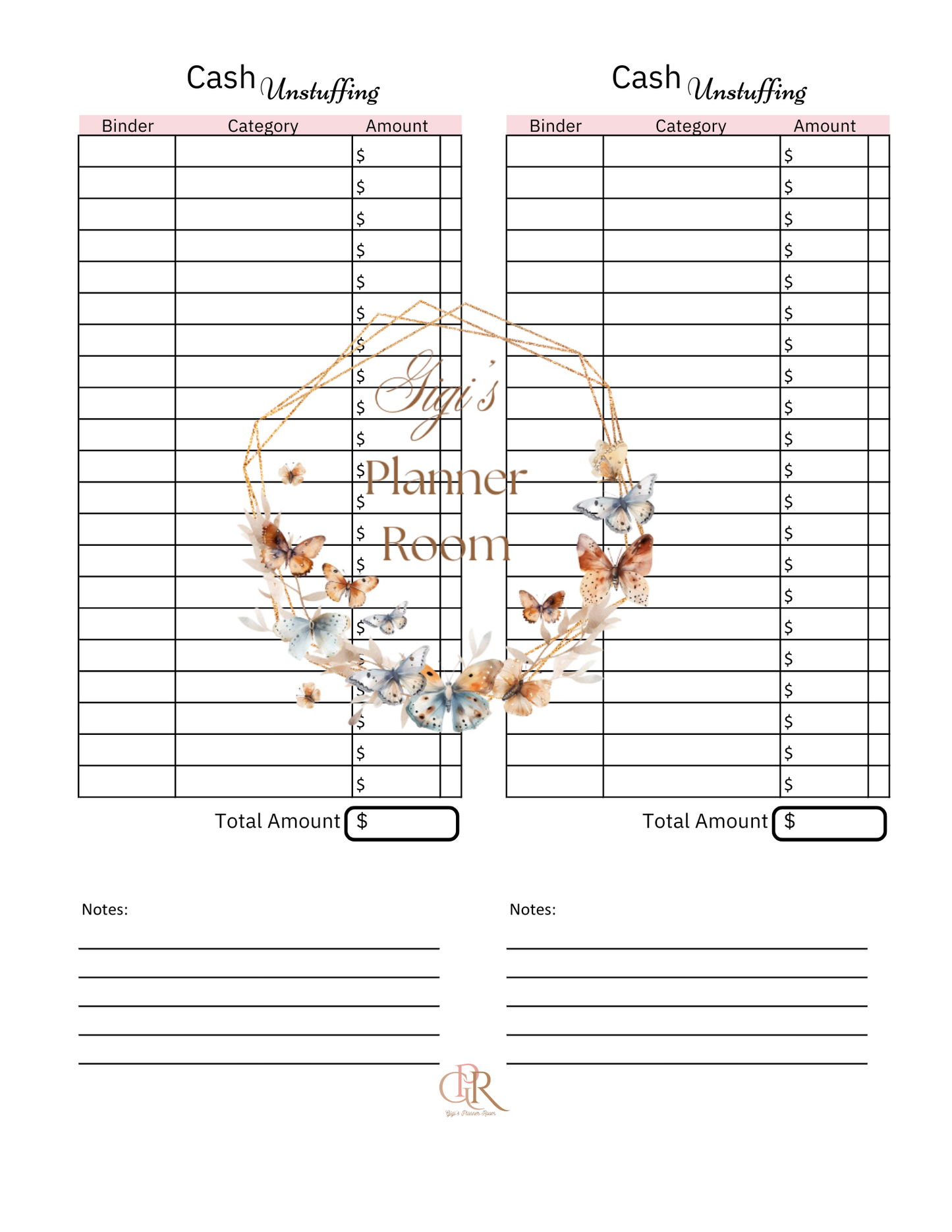 Cash Unstuffing Sheets