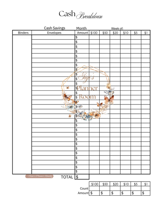 Cash Breakdown Sheet - Simple