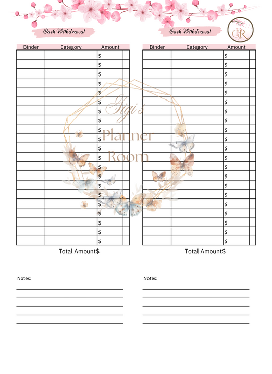 Cash Withdrawal Sheet