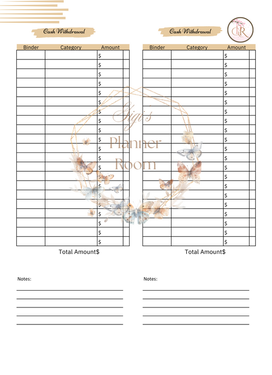 Cash Withdrawal Sheet