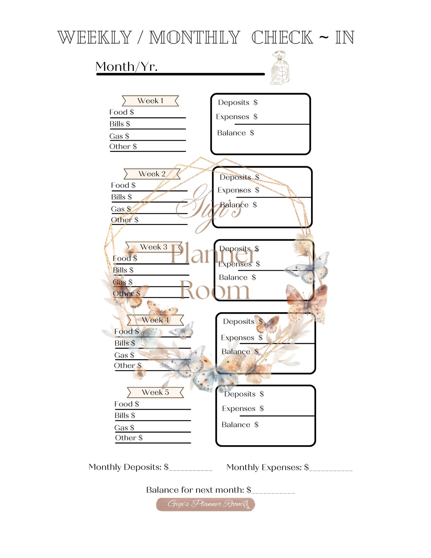 Weekly / Monthly Check ~ In